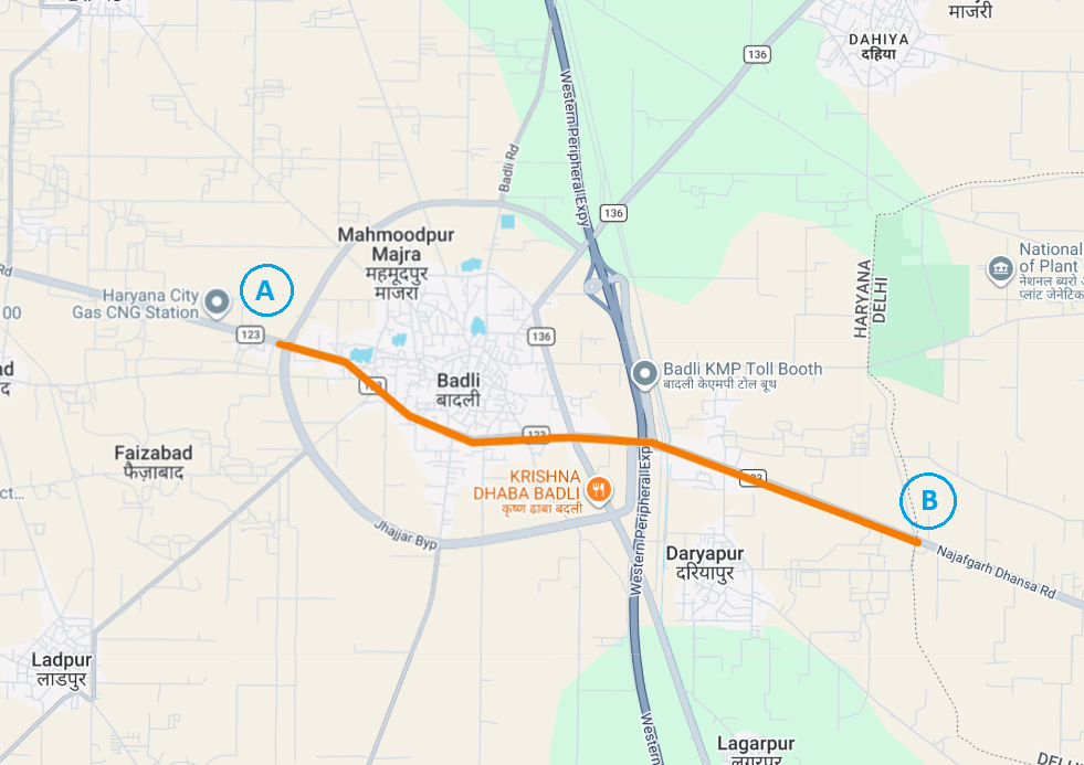 Jhajjar- Badli to Delhi Border (Both side) - 4.72KM